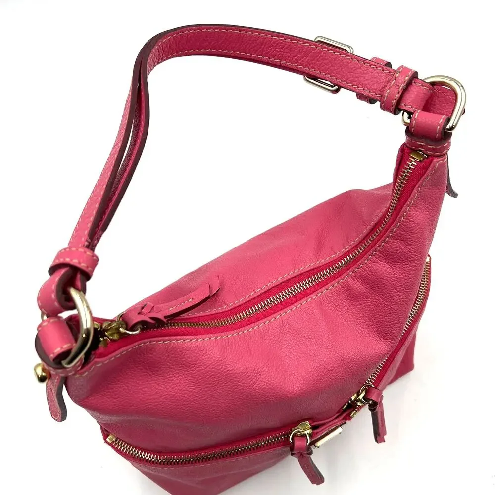 Dooney and Bourke Dillen Zipper Pocket Small Hobo Bag Pink Handbag Purse